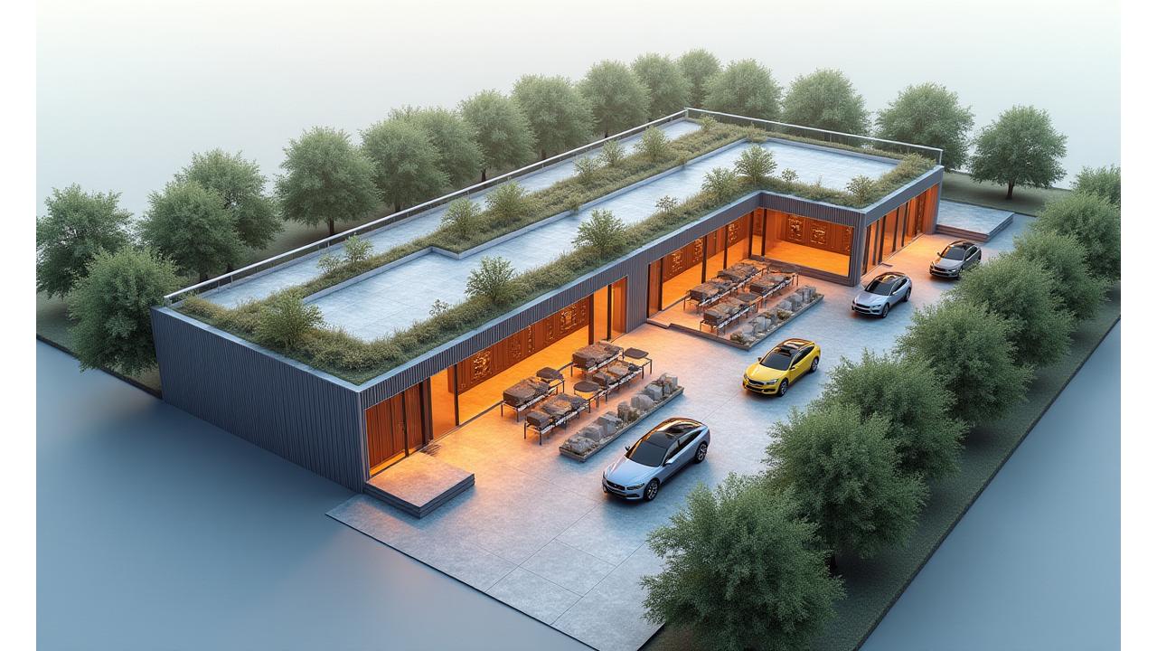 Schematic drawing of an expanded roastery facility