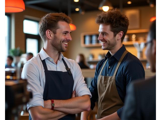 Wholesale Manager speaking with a cafe owner