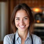 Portrait of Sarah Jenkins, a smiling barista.