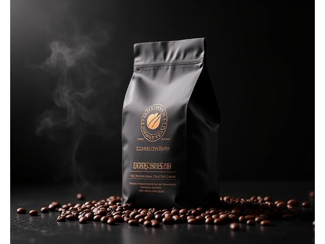 Artfully presented bag of 'Edinburgh Espresso' blend coffee beans, highlighting rich, dark tones.