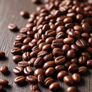 Artistically arranged coffee beans, lighter and darker roasts mixed, representing a coffee blend.