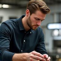 Portrait of Roasting Specialist, Liam Fraser, observing coffee beans