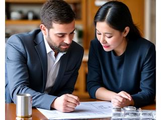 Business partners discussing cafe layout