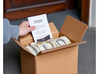 Coffee subscription box arriving at a home
