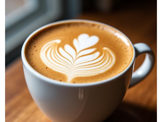 Creamy plant-based latte with intricate latte art