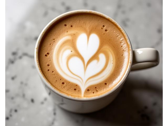 Classic soy latte art, showcasing a smooth and rich texture.
