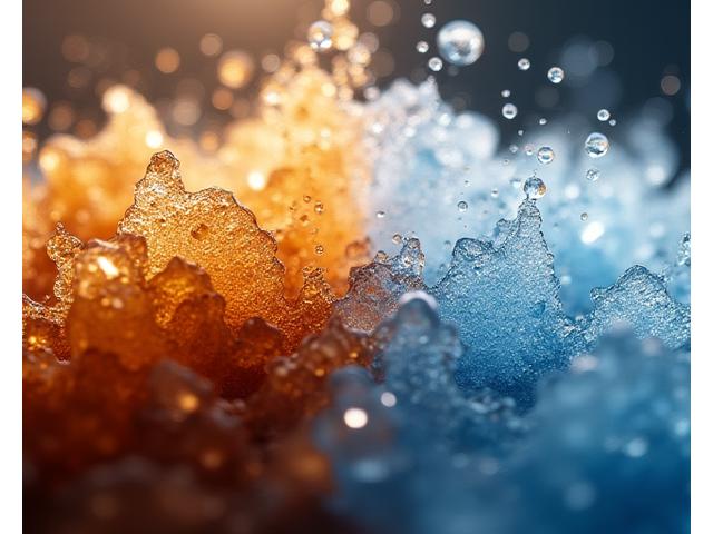 A dynamic shot of coffee brewing and immediately cooling, representing the flash brew process with steam and ice elements.