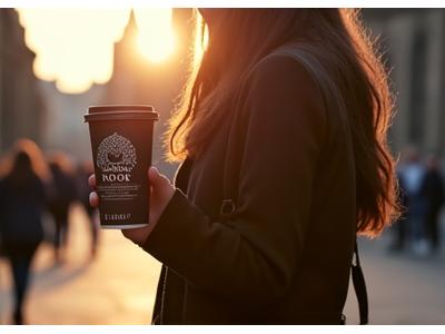 A person casually drinking an RTD coffee on a morning commute in Edinburgh, showing a blend of urban and natural beauty.